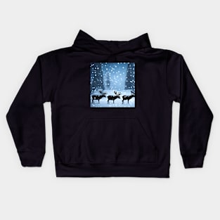 Reindeer in Snowing Kids Hoodie